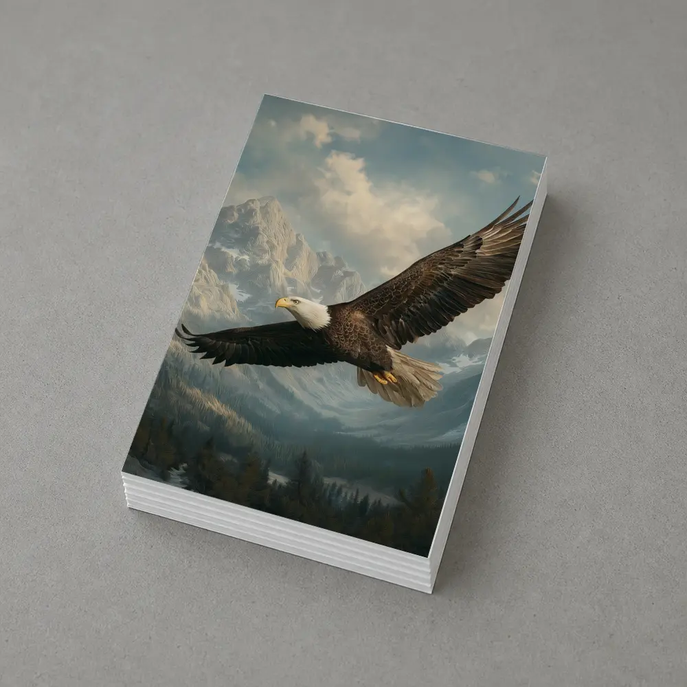 Bald Eagle Flying Over Mountain Landscape – Postcards