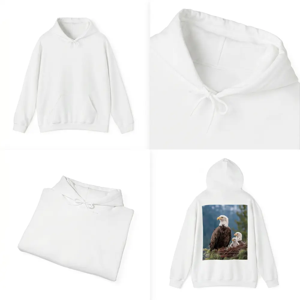 Bald Eagles Family Nest Snowy Mountain Forest – Hoodies