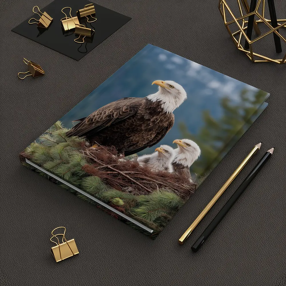 Bald Eagles Family Nest Snowy Mountain Forest – Notebooks