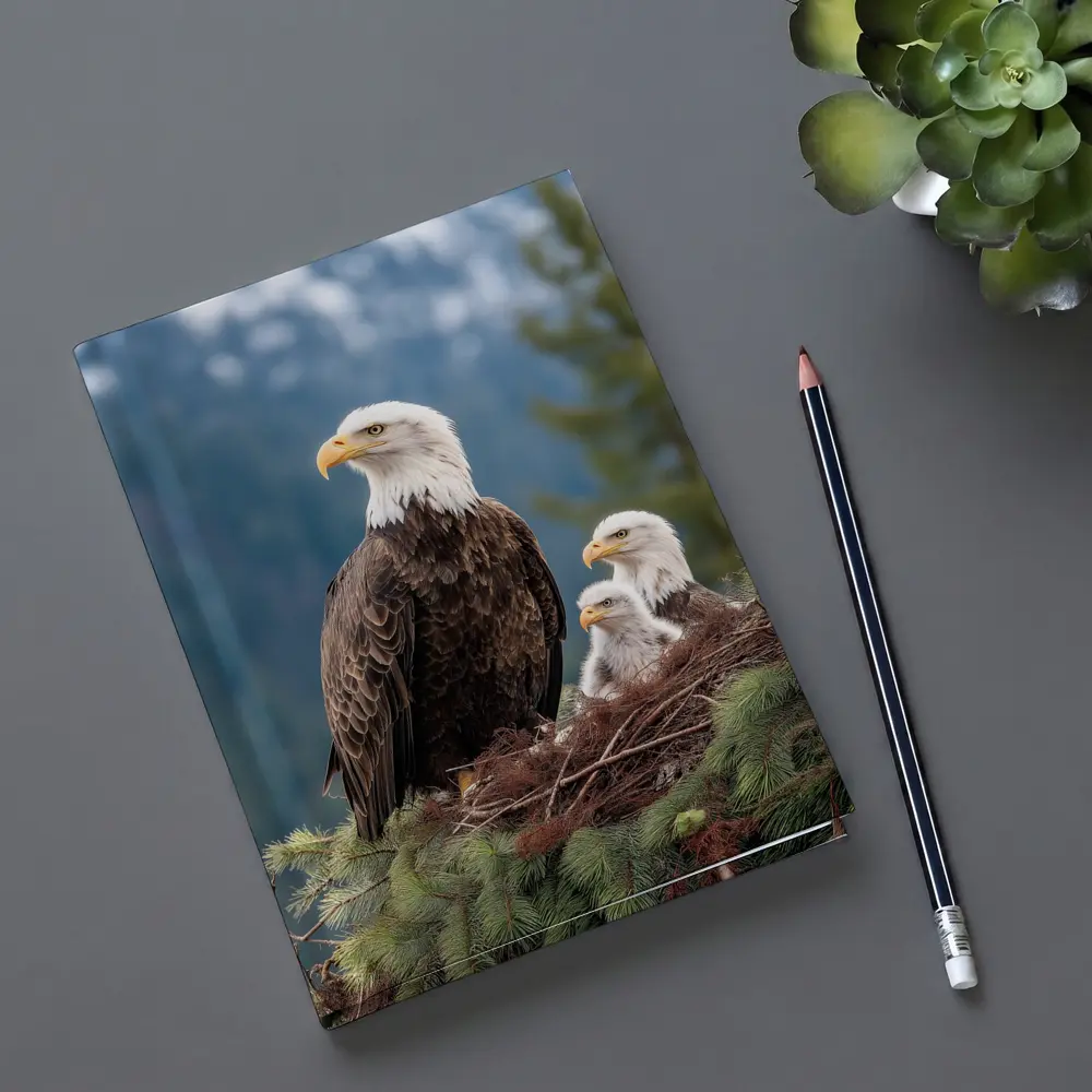 Bald Eagles Family Nest Snowy Mountain Forest – Notebooks