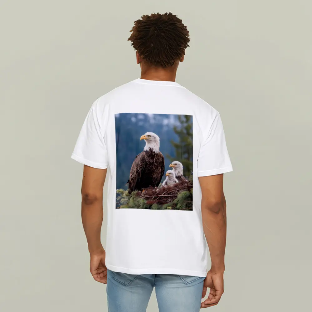 Bald Eagles Family Nest Snowy Mountain Forest – T-Shirts