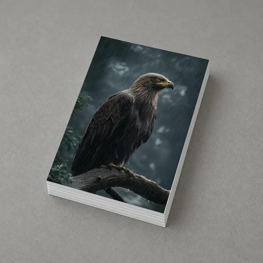 Eagle Perched On Branch In Heavy Rain – Postcards