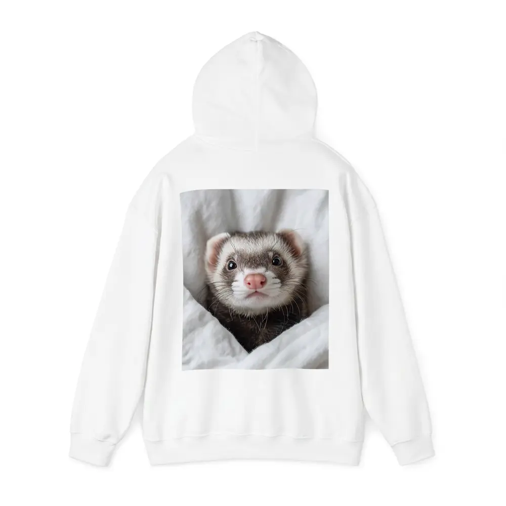 Ferret Peeking Out From White Blanket – Hoodies
