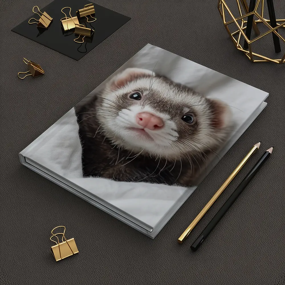 Ferret Peeking Out From White Blanket – Notebooks