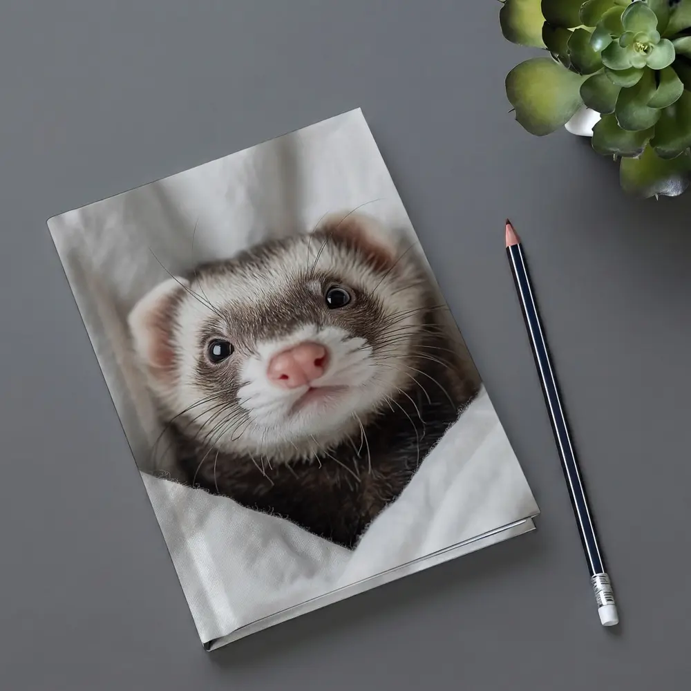 Ferret Peeking Out From White Blanket – Notebooks
