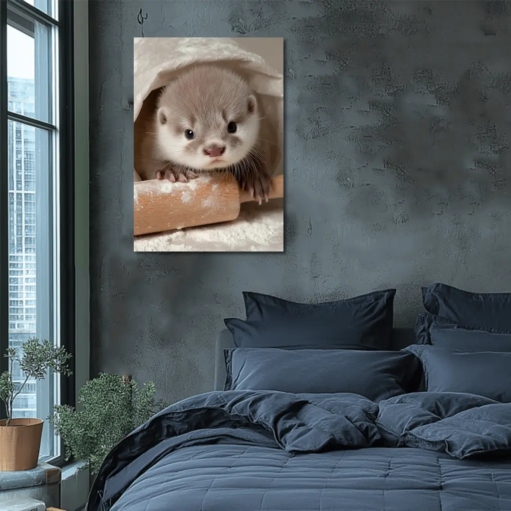 Baby Otter With Rolling Pin Flour – Wall Art