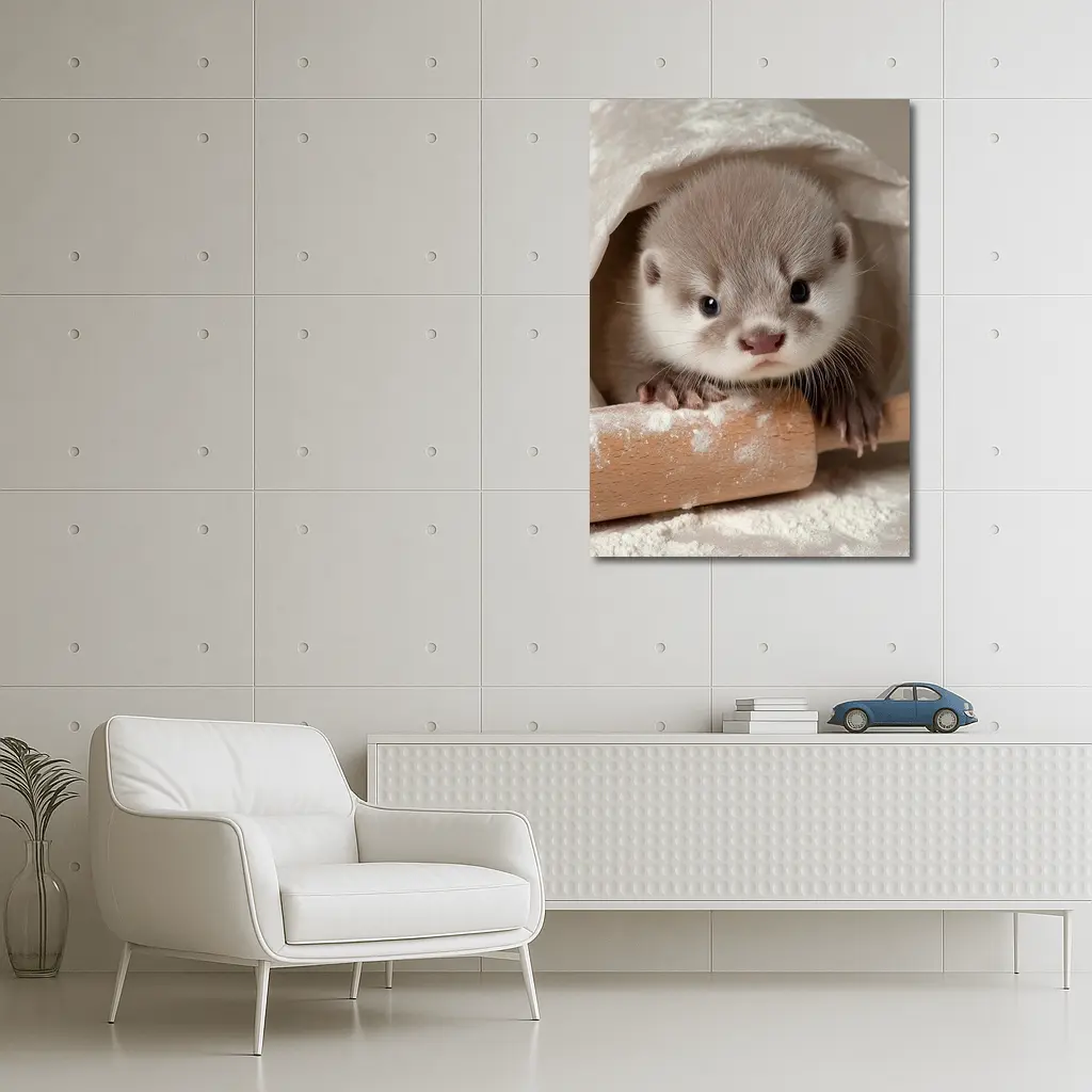 Baby Otter With Rolling Pin Flour – Wall Art