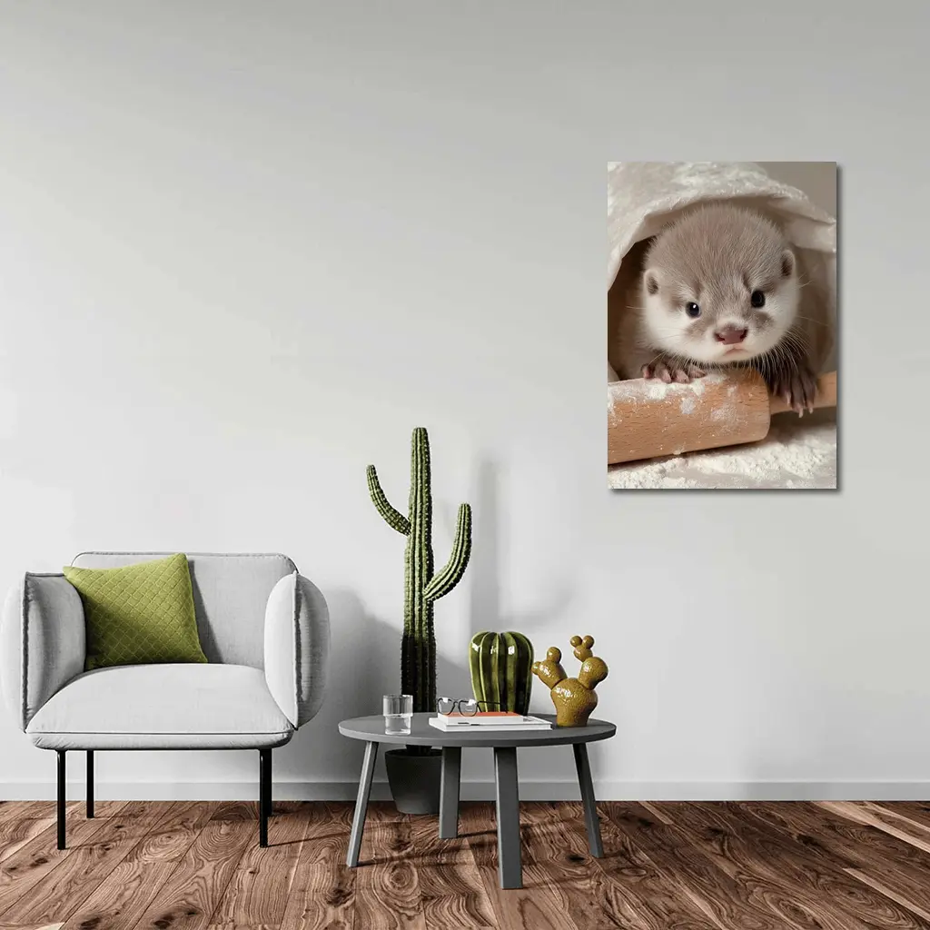Baby Otter With Rolling Pin Flour – Wall Art