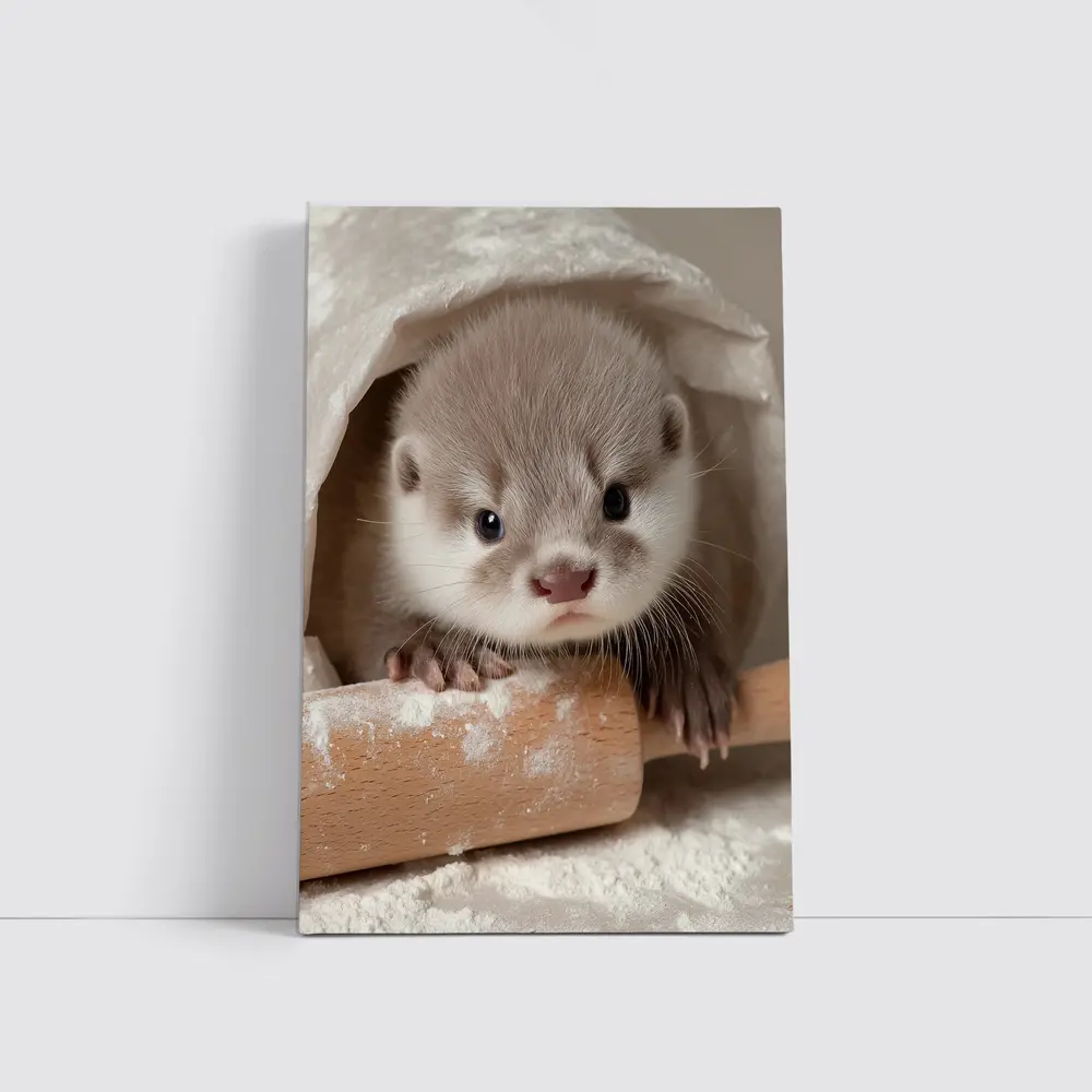 Baby Otter With Rolling Pin Flour – Wall Art