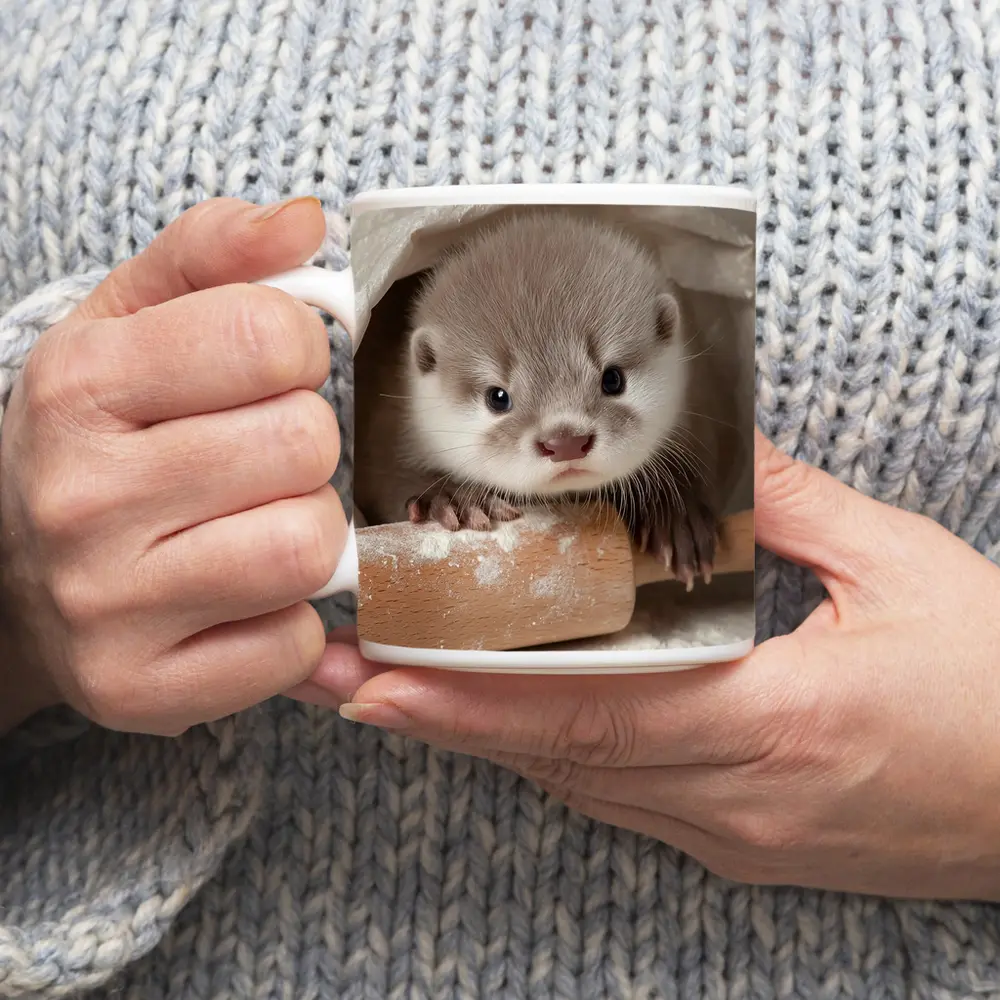 Baby Otter With Rolling Pin Flour – Mugs