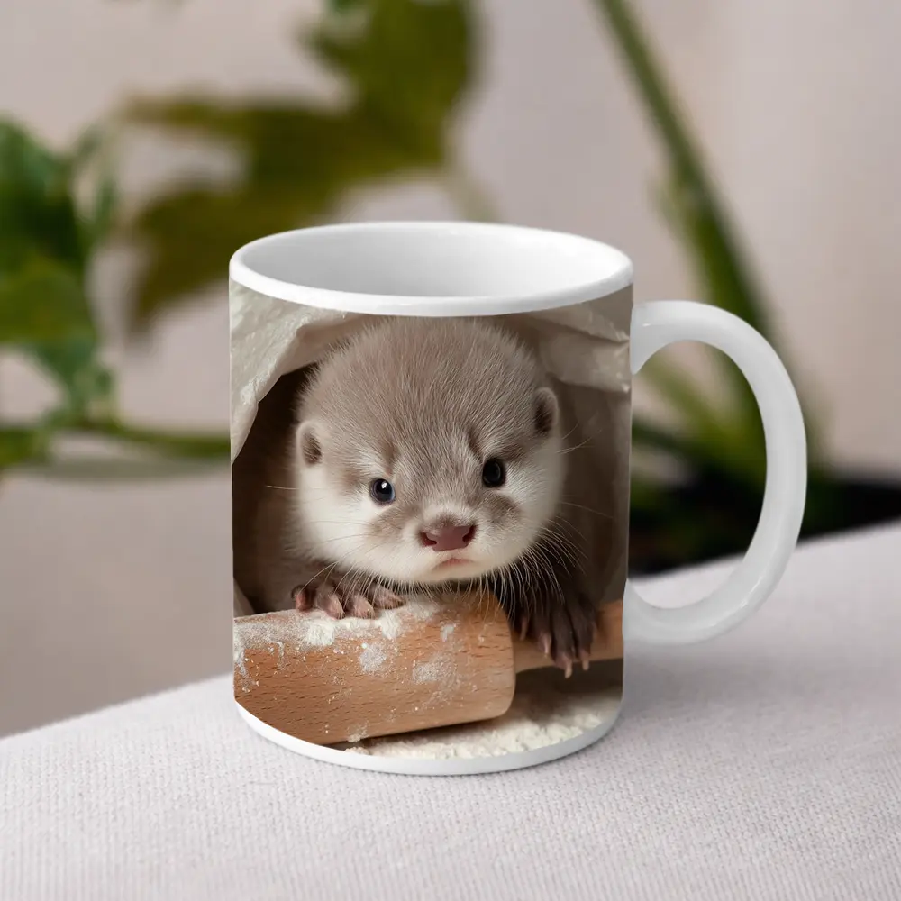 Baby Otter With Rolling Pin Flour – Mugs