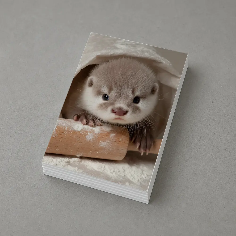 Baby Otter With Rolling Pin Flour – Postcards