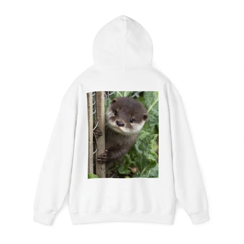 Baby Otter Peeking Through Wooden Fence – Hoodies