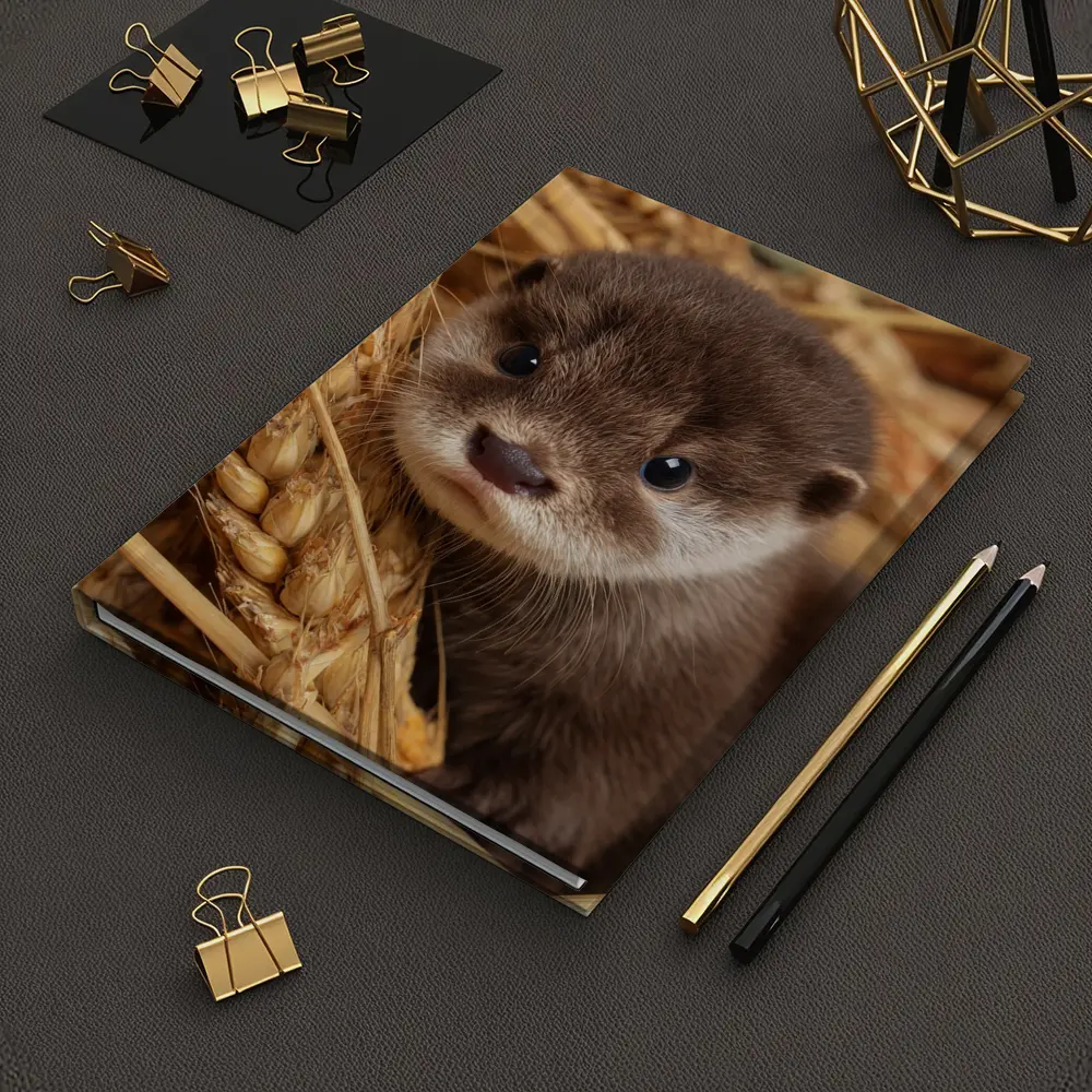 Baby Otter Pup Among Golden Wheat Stalks – Notebooks