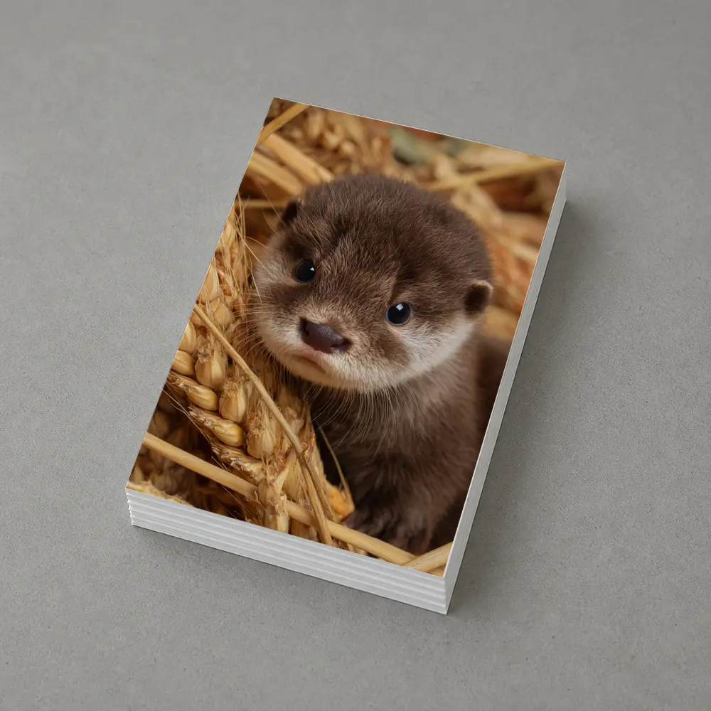 Baby Otter Pup Among Golden Wheat Stalks – Postcards