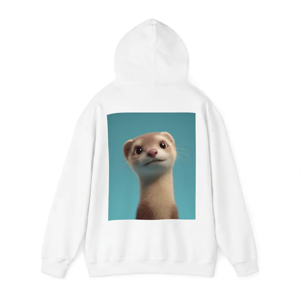 Cute Ferret Portrait Teal Blue Background – Hoodies