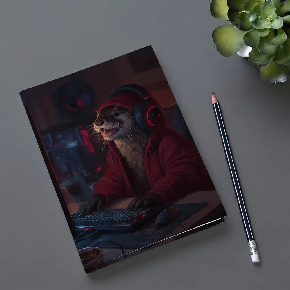 Otter Gamer Red Hoodie Gaming Setup – Notebooks