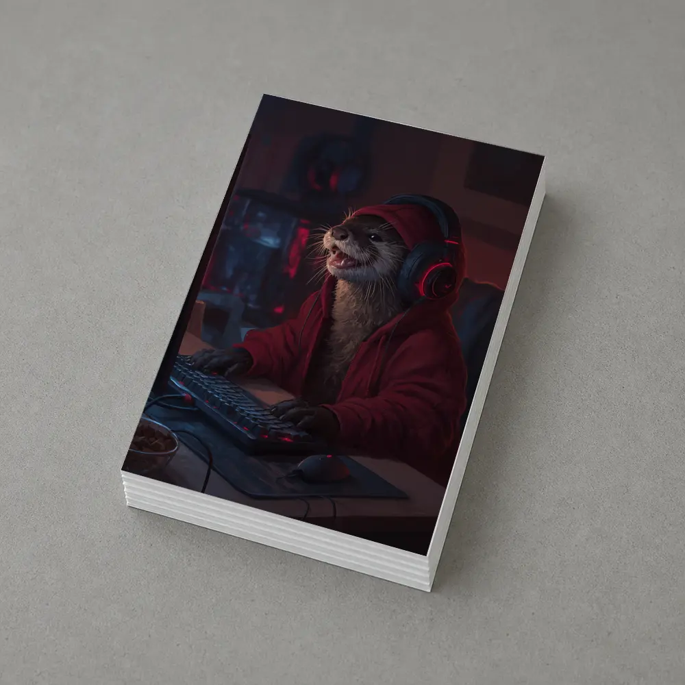 Otter Gamer Red Hoodie Gaming Setup – Postcards