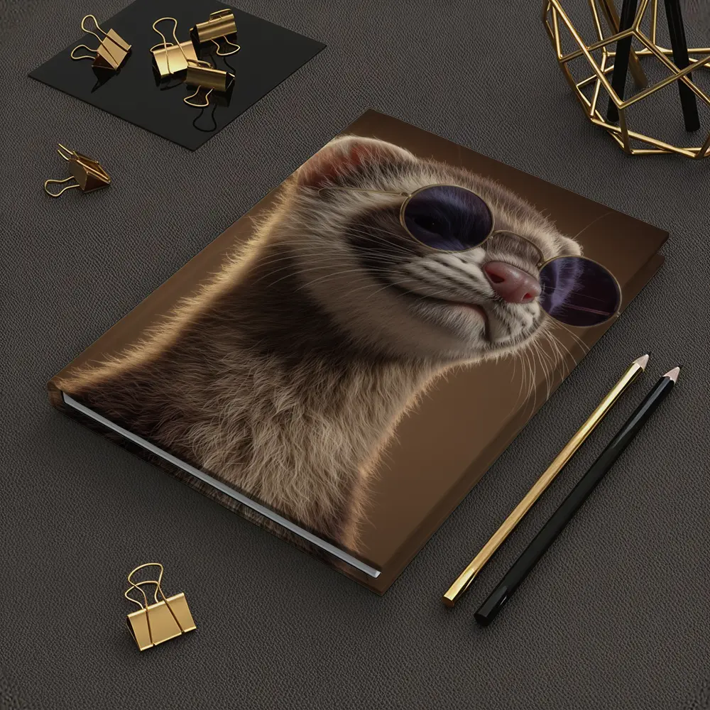 Cool Ferret Wearing Sunglasses Brown Background – Notebooks