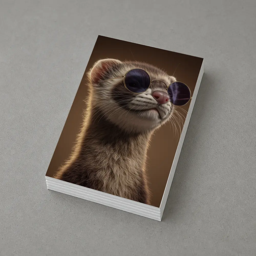 Cool Ferret Wearing Sunglasses Brown Background – Postcards