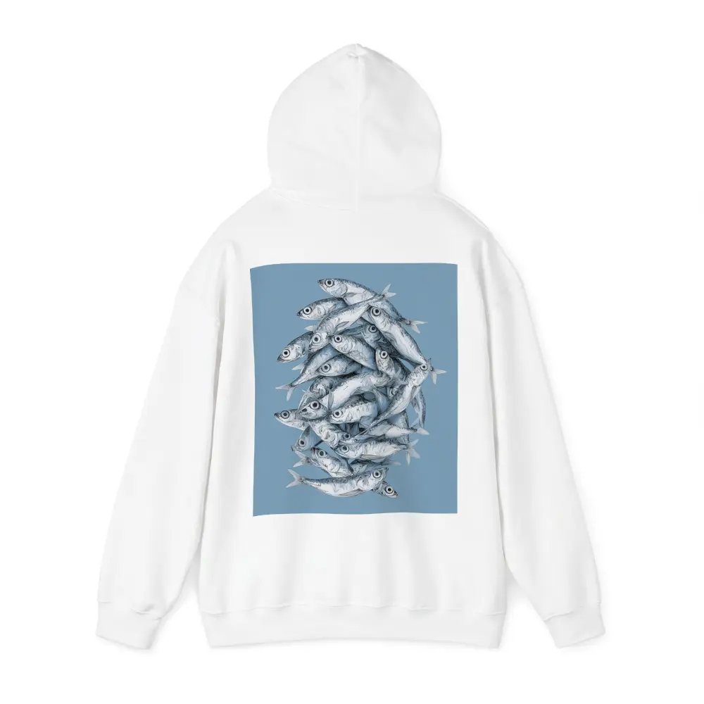 School of Sardines Blue Illustrated Fish Art – Hoodies