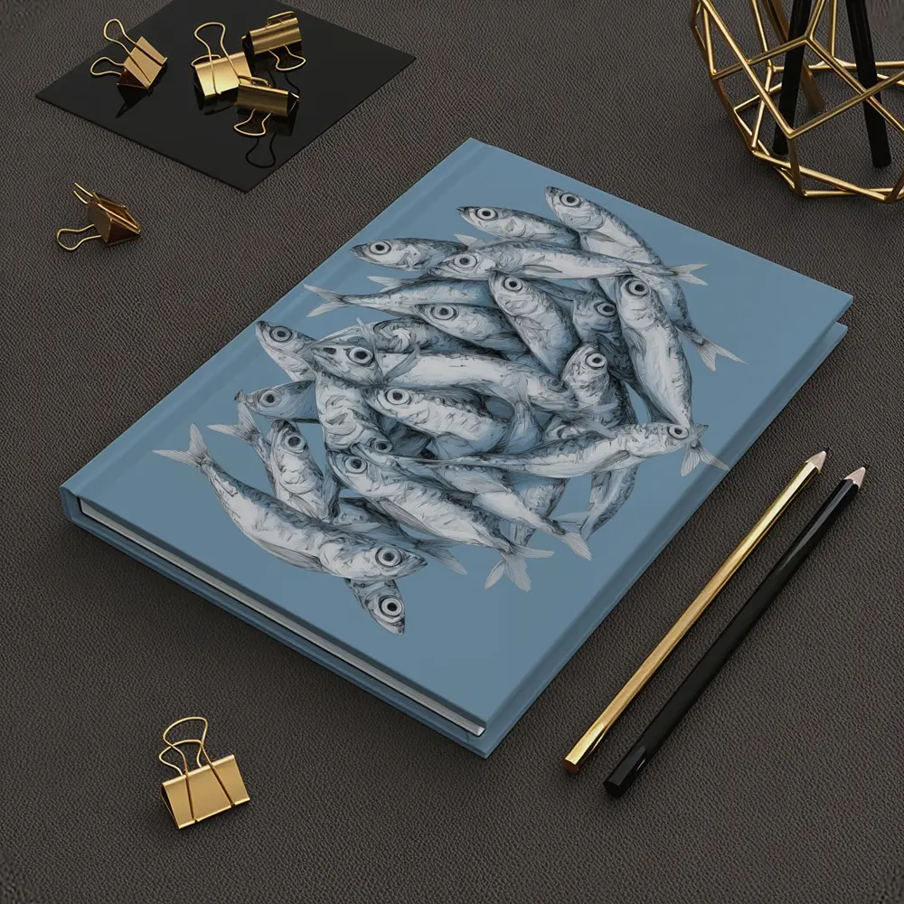 School of Sardines Blue Illustrated Fish Art – Notebooks
