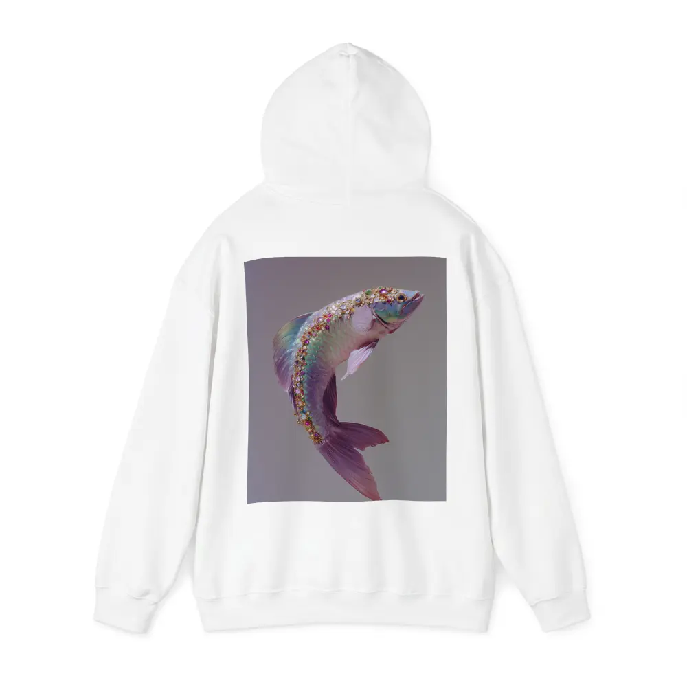 Jeweled Fish Leaping Purple Gray Background – Hoodies