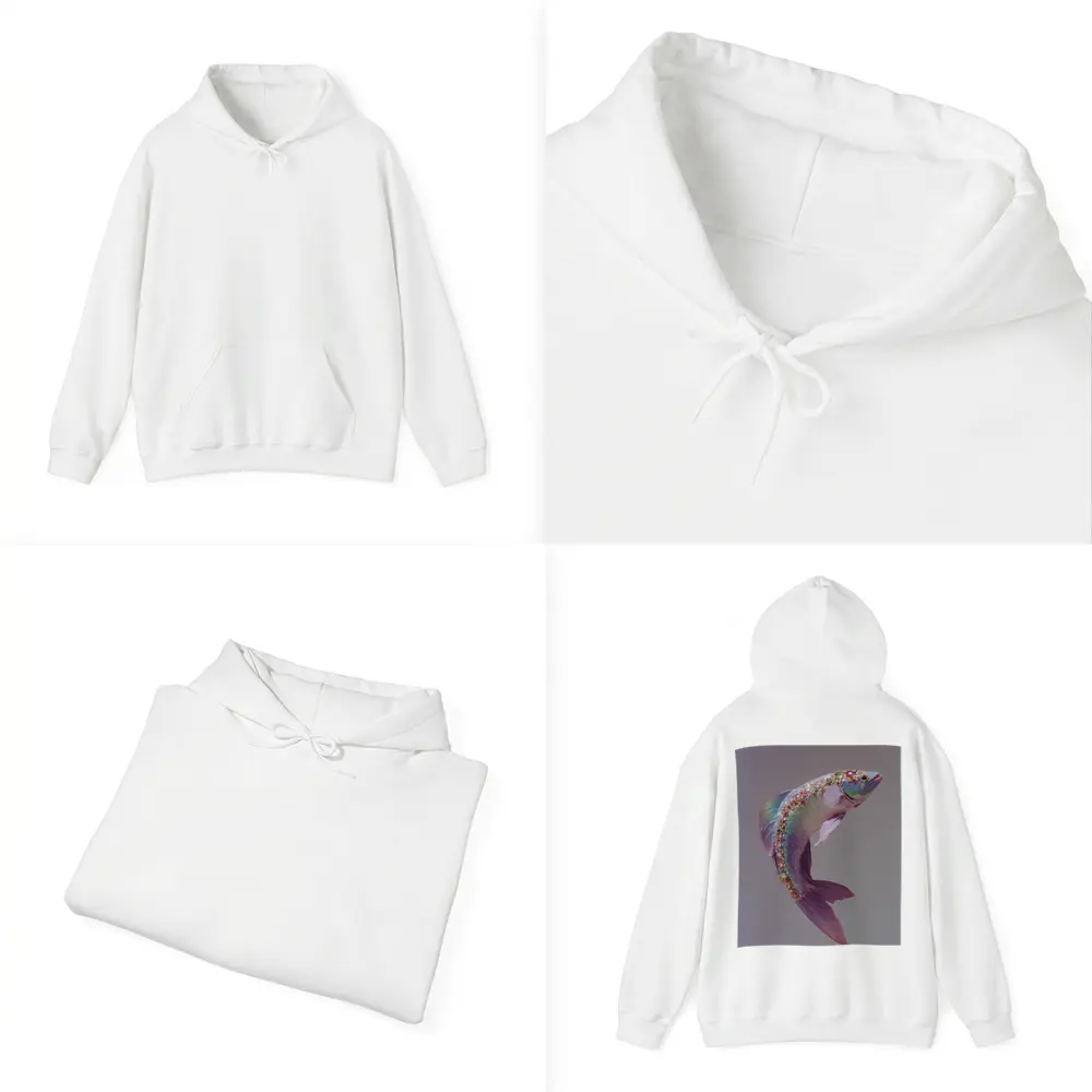 Jeweled Fish Leaping Purple Gray Background – Hoodies