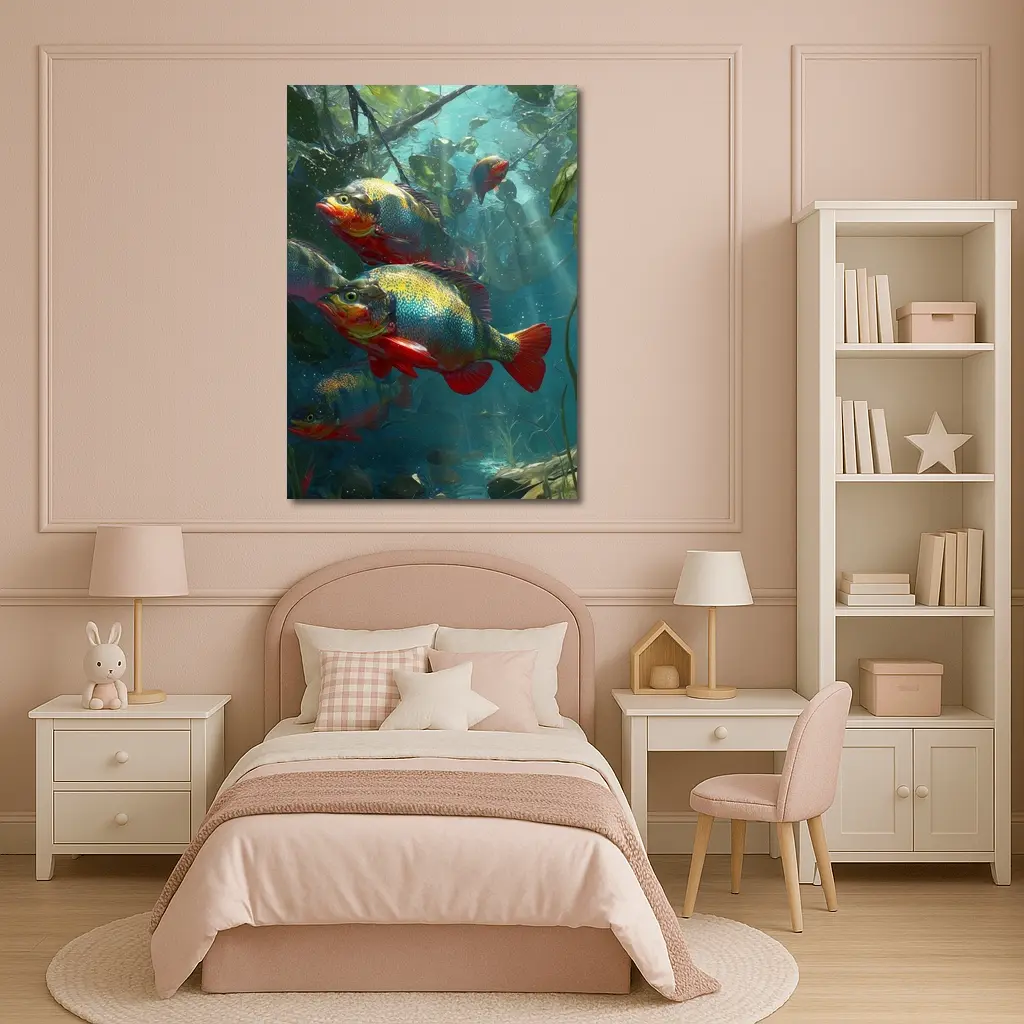 Colorful Piranha Fish Underwater River Scene – Wall Art