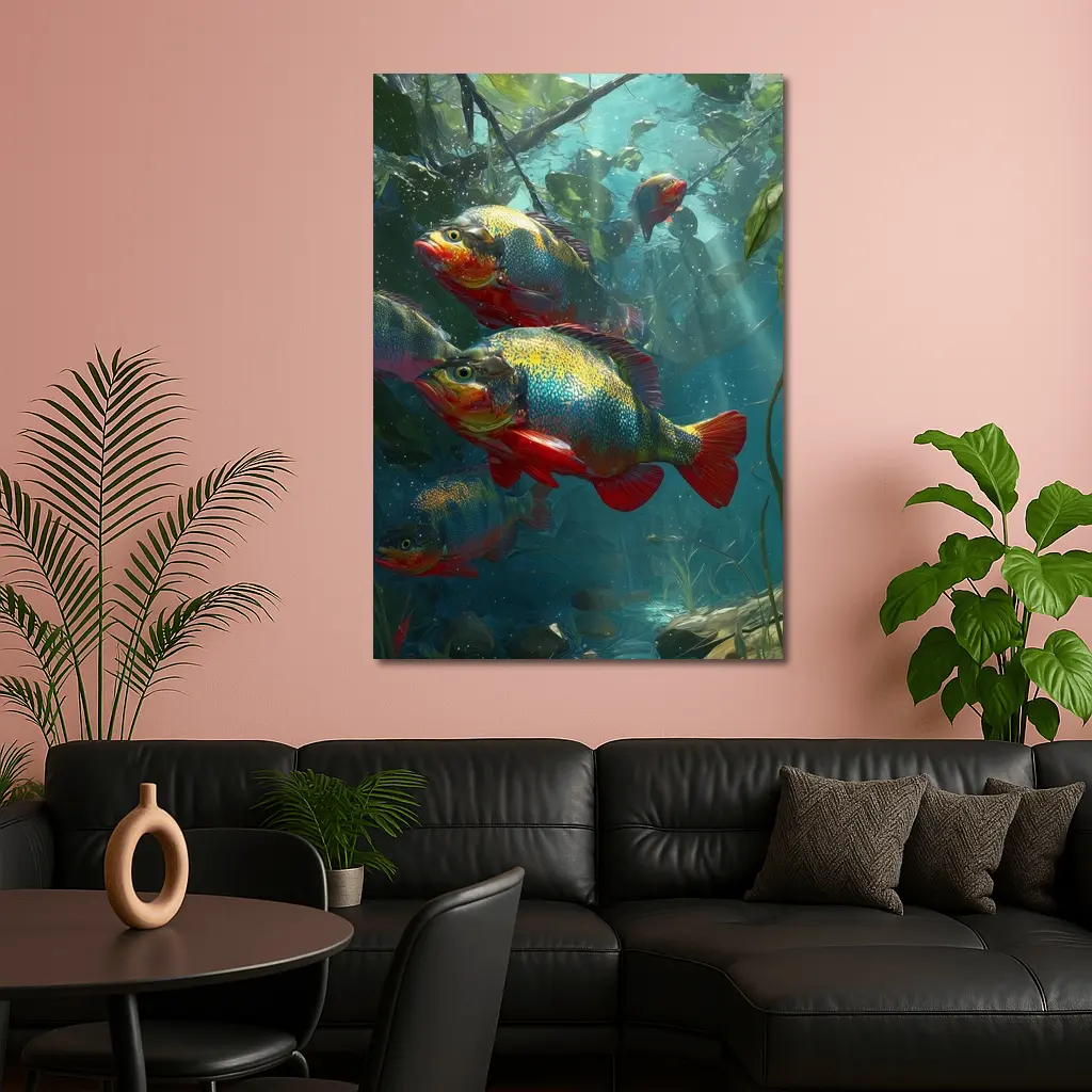 Colorful Piranha Fish Underwater River Scene – Wall Art