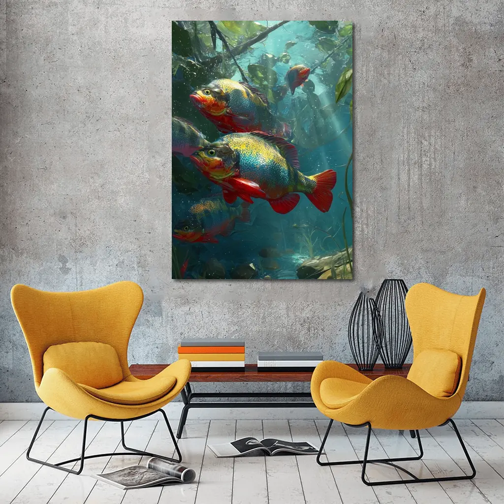 Colorful Piranha Fish Underwater River Scene – Wall Art