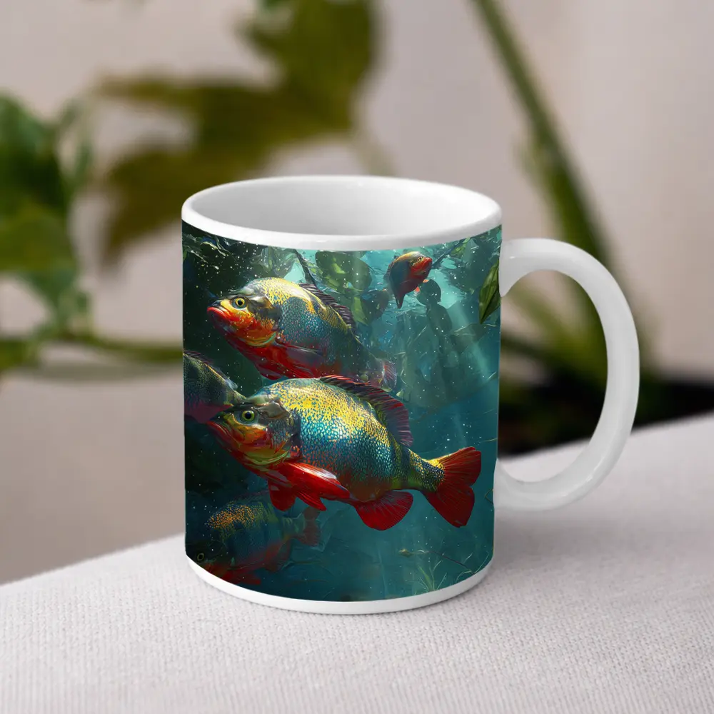 Colorful Piranha Fish Underwater River Scene – Mugs