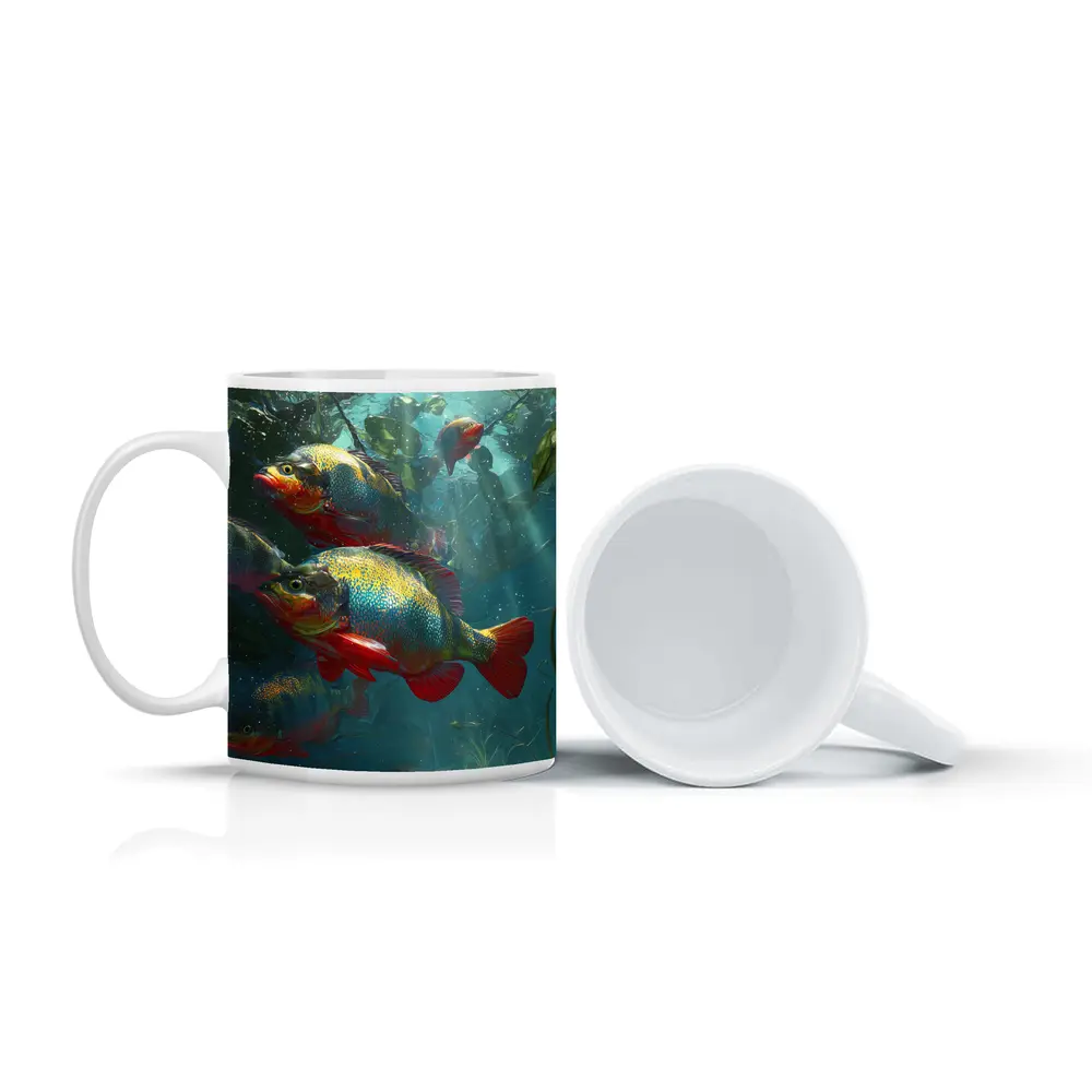 Colorful Piranha Fish Underwater River Scene – Mugs