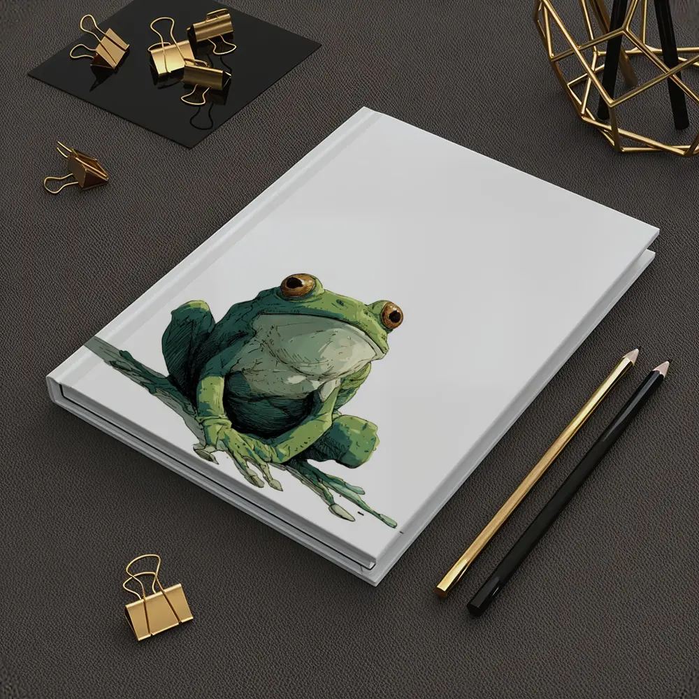 Green Tree Frog Sitting White Background Illustration – Notebooks
