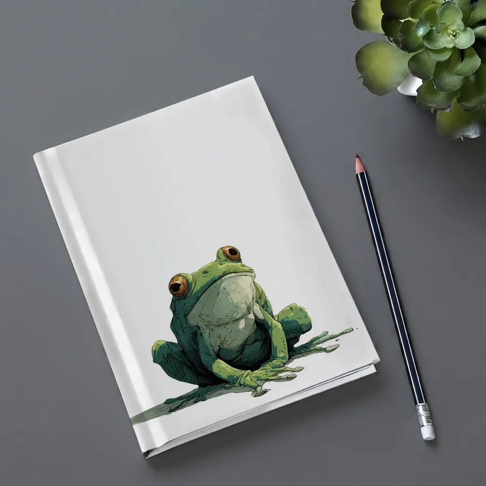 Green Tree Frog Sitting White Background Illustration – Notebooks