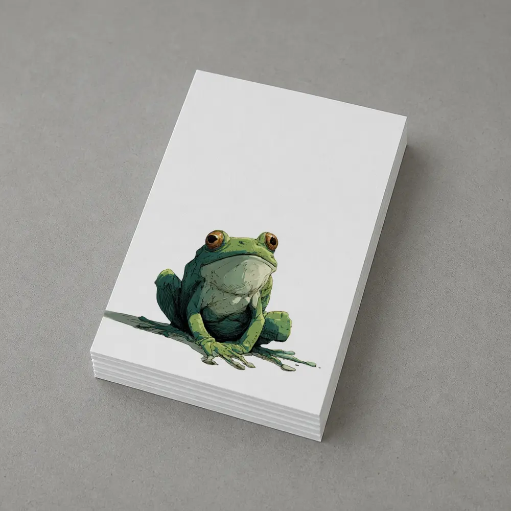 Green Tree Frog Sitting White Background Illustration – Postcards