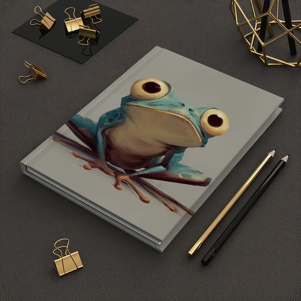 Cartoon Blue Tree Frog Gray Background – Notebooks