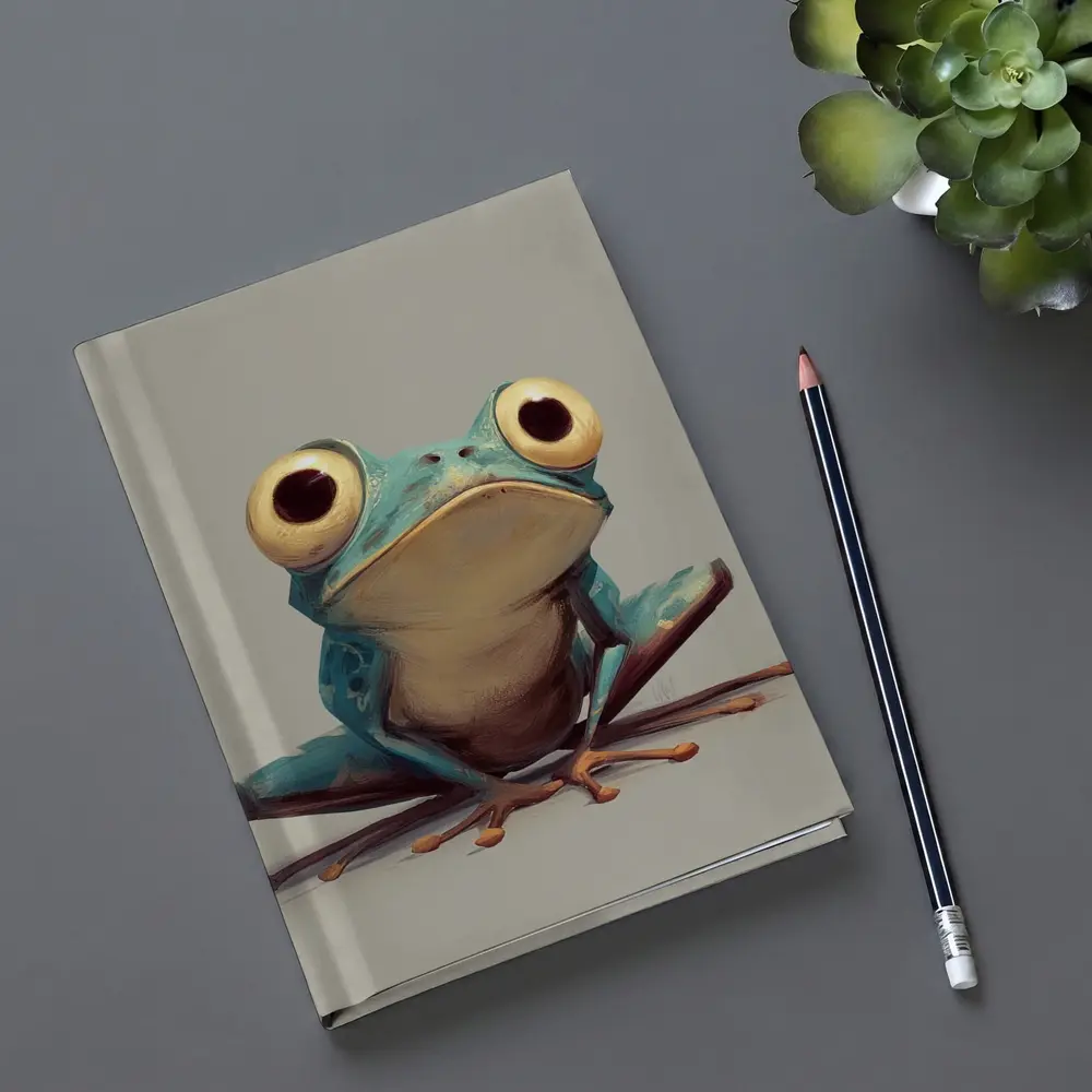 Cartoon Blue Tree Frog Gray Background – Notebooks