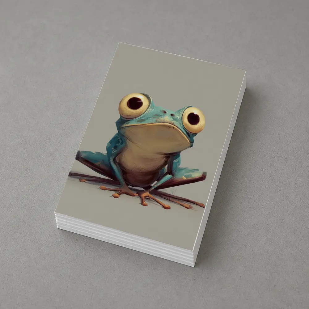 Cartoon Blue Tree Frog Gray Background – Postcards