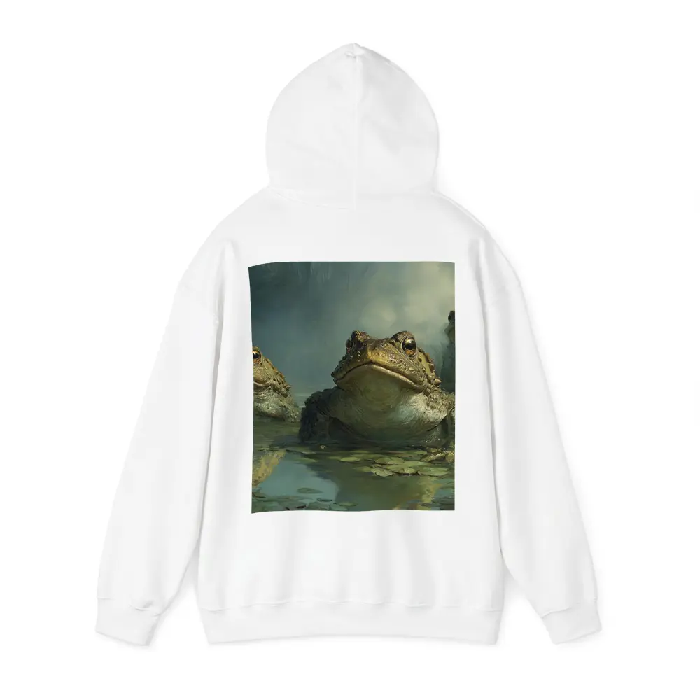 Three Toads Resting In Misty Swamp – Hoodies
