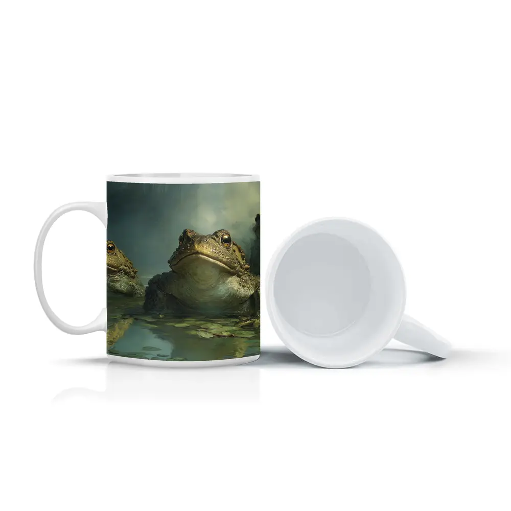 Three Toads Resting In Misty Swamp – Mugs