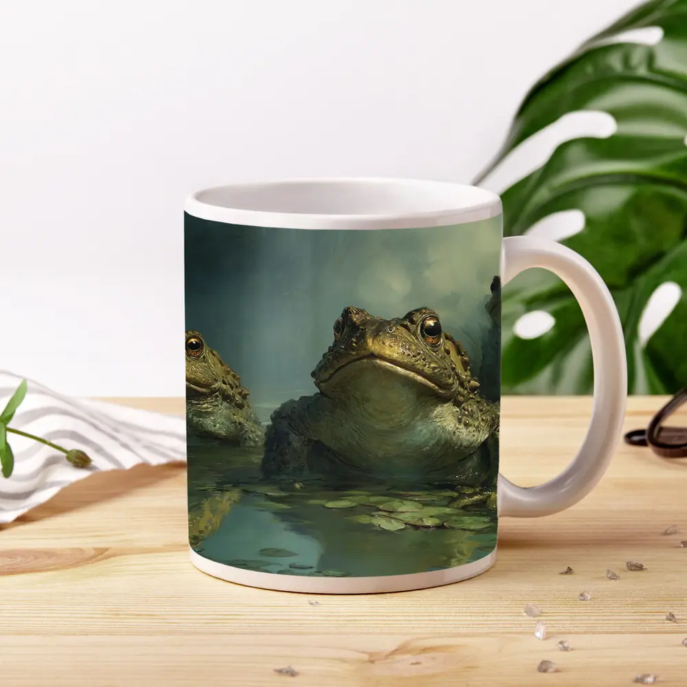 Three Toads Resting In Misty Swamp – Mugs