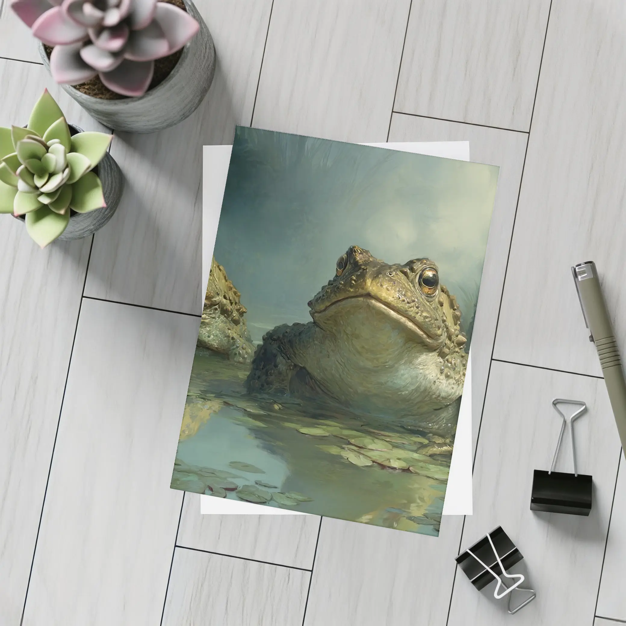 Three Toads Resting In Misty Swamp – Postcards