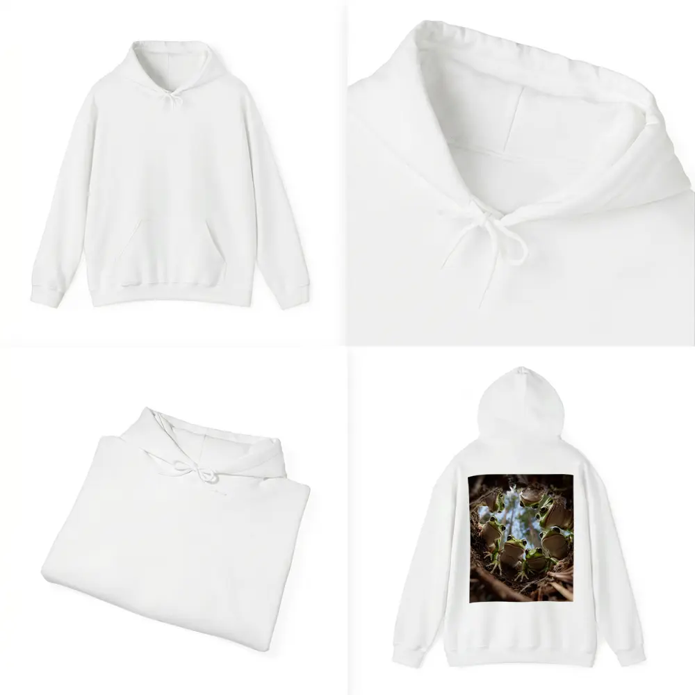 Green Tree Frogs Looking Up Forest – Hoodies