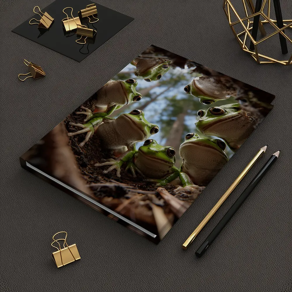Green Tree Frogs Looking Up Forest – Notebooks