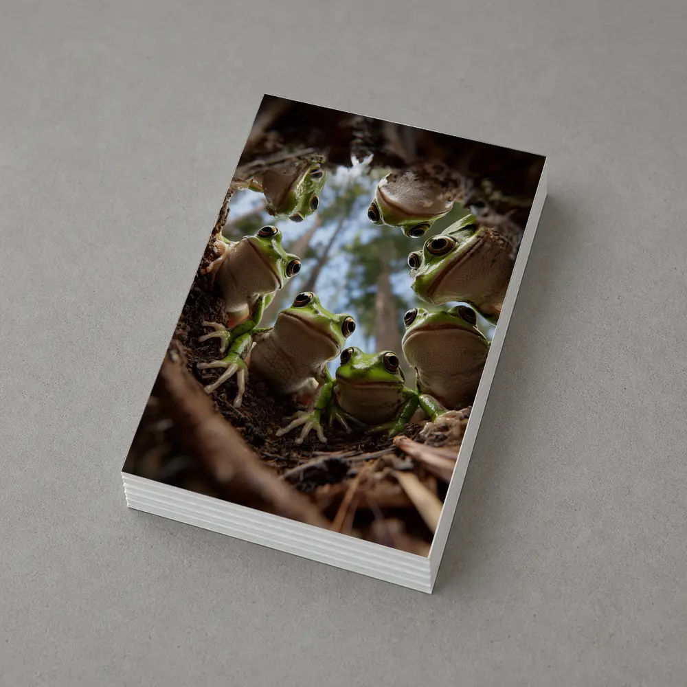 Green Tree Frogs Looking Up Forest – Postcards