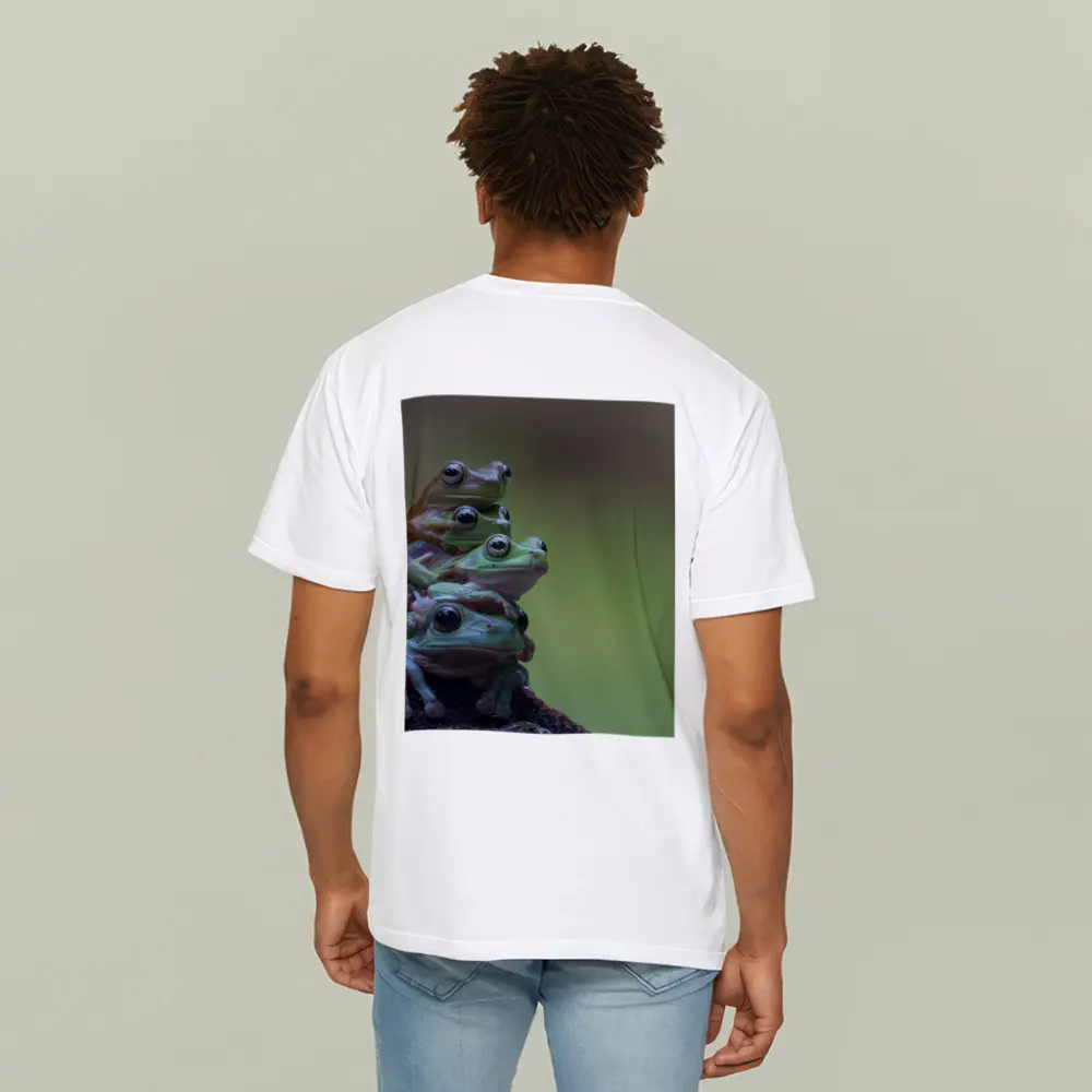 Three Green Tree Frogs Stacked Together – T-Shirts