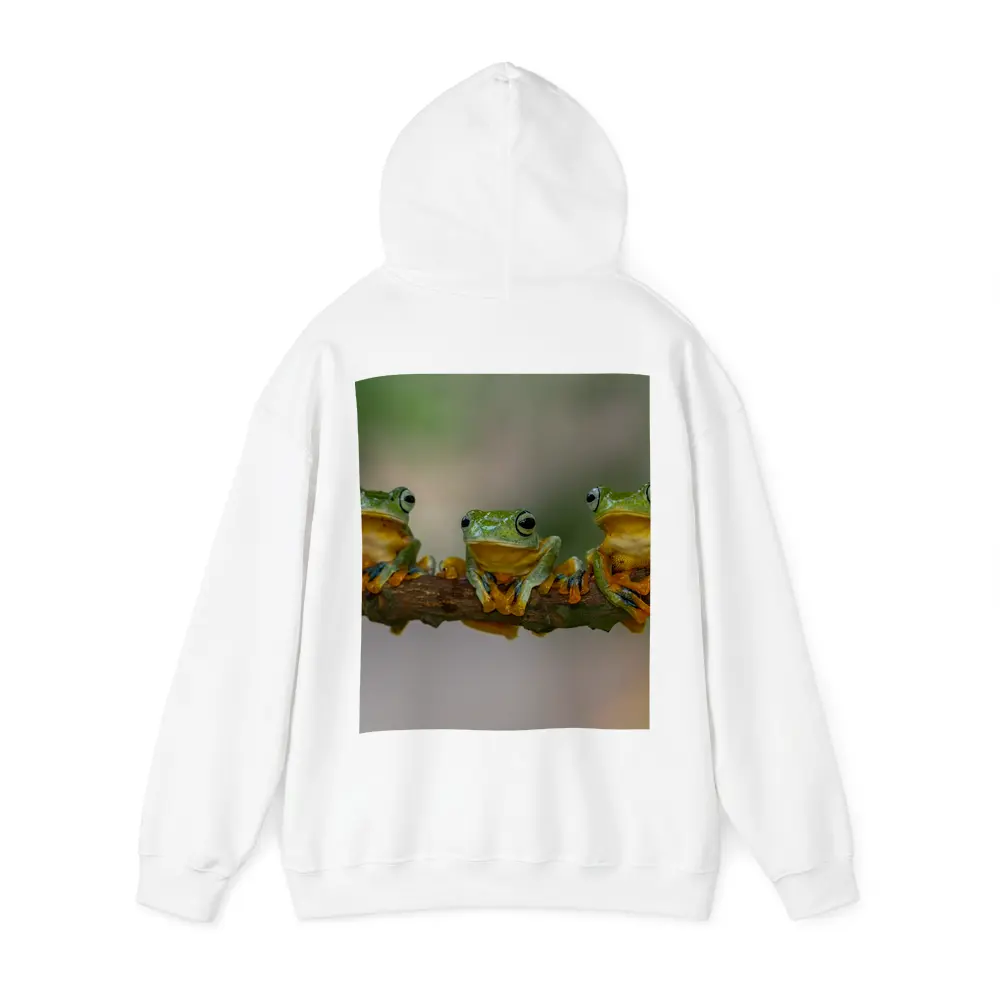 Three Green Tree Frogs On Branch – Hoodies