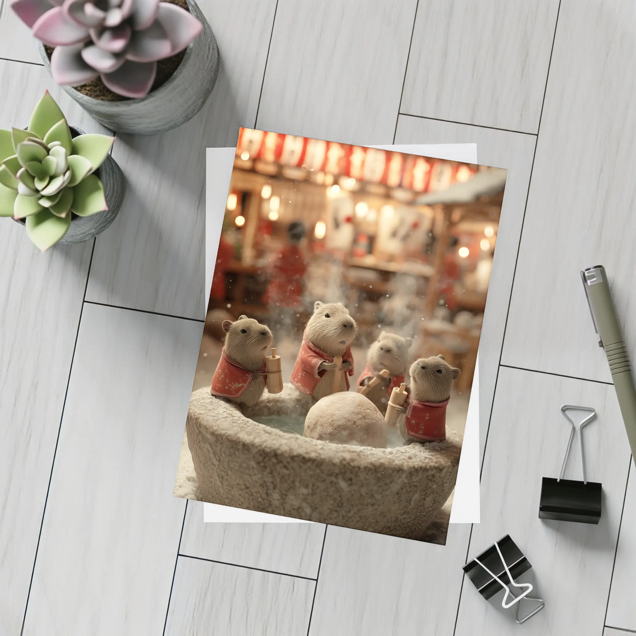 Capybaras Hot Spring Japanese Winter Festival – Postcards