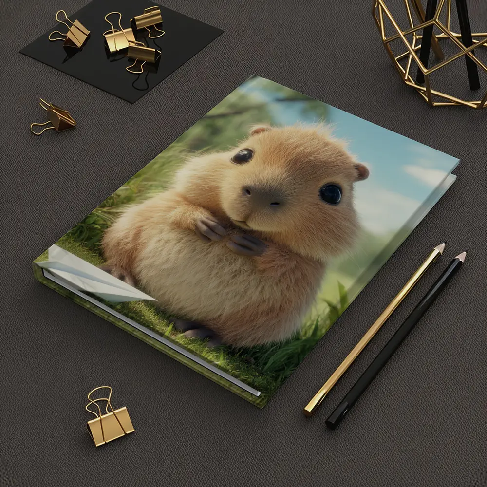 Cute Guinea Pig With Paper Airplane Outdoors – Notebooks